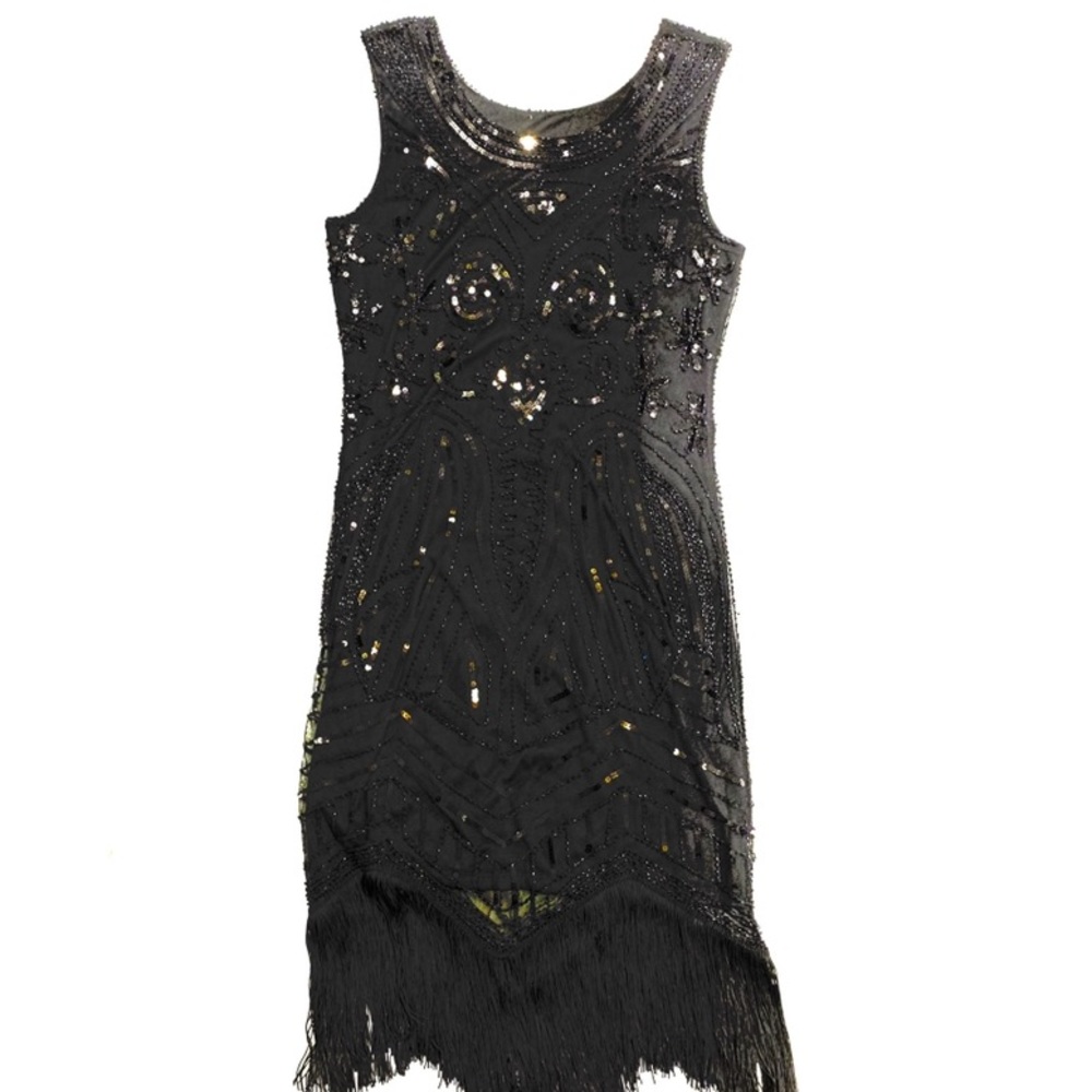 absolutely gorgeous 1920s black flapper dress